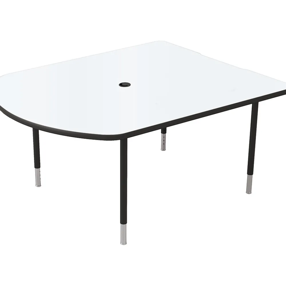 Office Desks*MooreCo MediaSpace 60" Table, White/Black (27749-MRKR-BK)