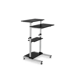 Standing Desks*Mount-It! 27.5" W Mobile Height Adjustable Desk, Silver, Plastic/Steel (MI-7940)