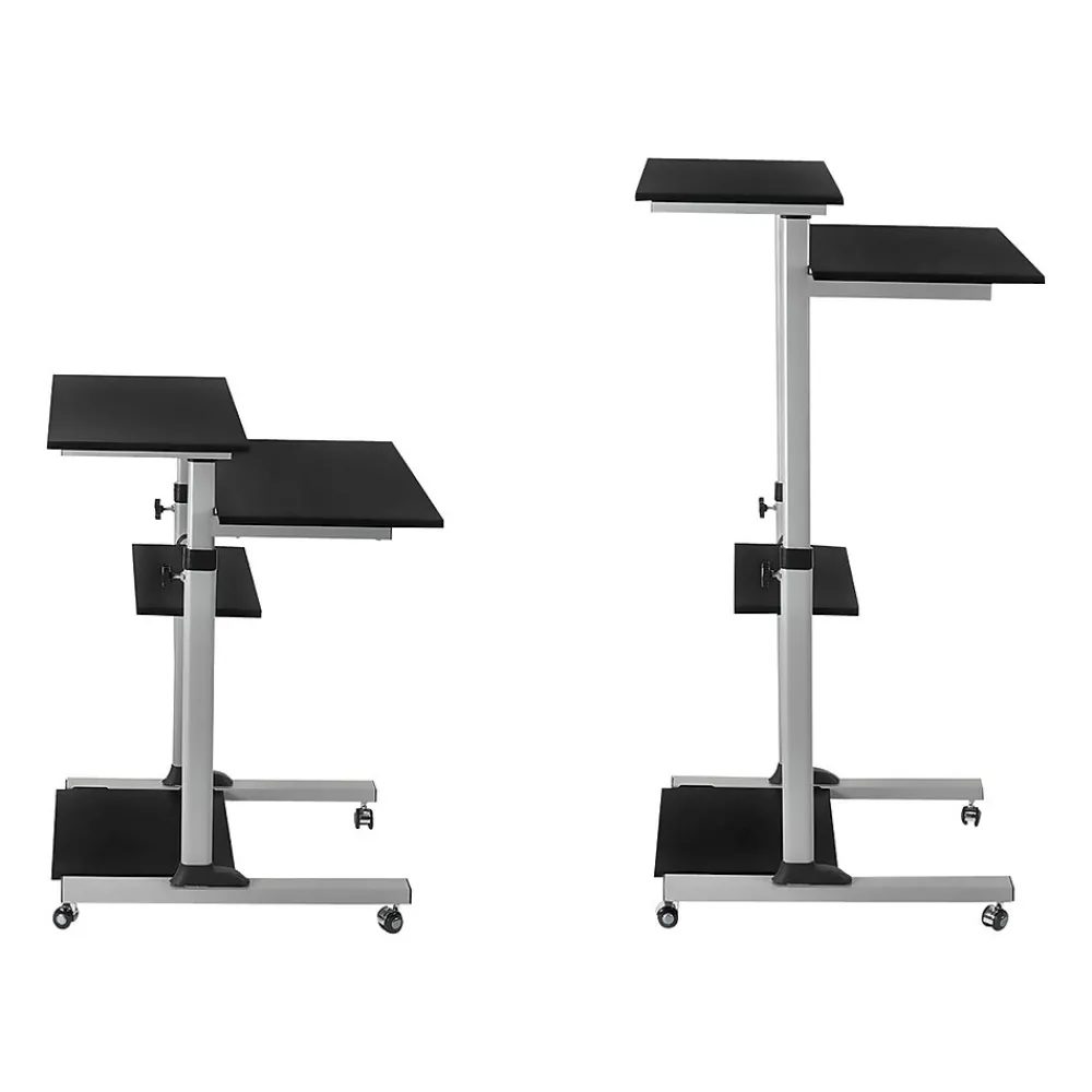Standing Desks*Mount-It! 27.5" W Mobile Height Adjustable Desk, Silver, Plastic/Steel (MI-7940)