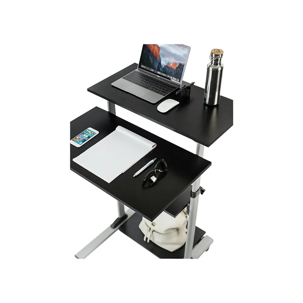 Standing Desks*Mount-It! 27.5" W Mobile Height Adjustable Desk, Silver, Plastic/Steel (MI-7940)