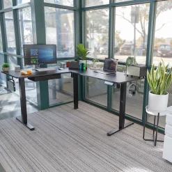 Standing Desks*Mount-It! MI-15001 63"W L-Shaped Adjustable Particle Board Standing Desk, (MI-15001) Black