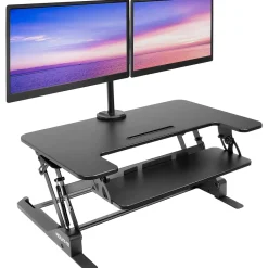 Standing Desks*Mount-It! 36"W Manual Rectangular Adjustable Aluminum Standing Desk Converter, Black (MI-7934)