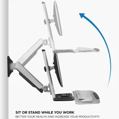 Standing Desks*Mount-It! Sit Stand Wall Mount Workstation, Articulating Standing Desk for a Single Monitor, Floating Keyboard Tray (MI-7905)