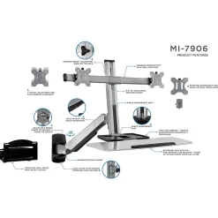 Standing Desks*Mount-It! Sit Stand Wall Mount Workstation, Articulating Standing Desk for Dual Monitors, Floating Keyboard Tray (MI-7906)