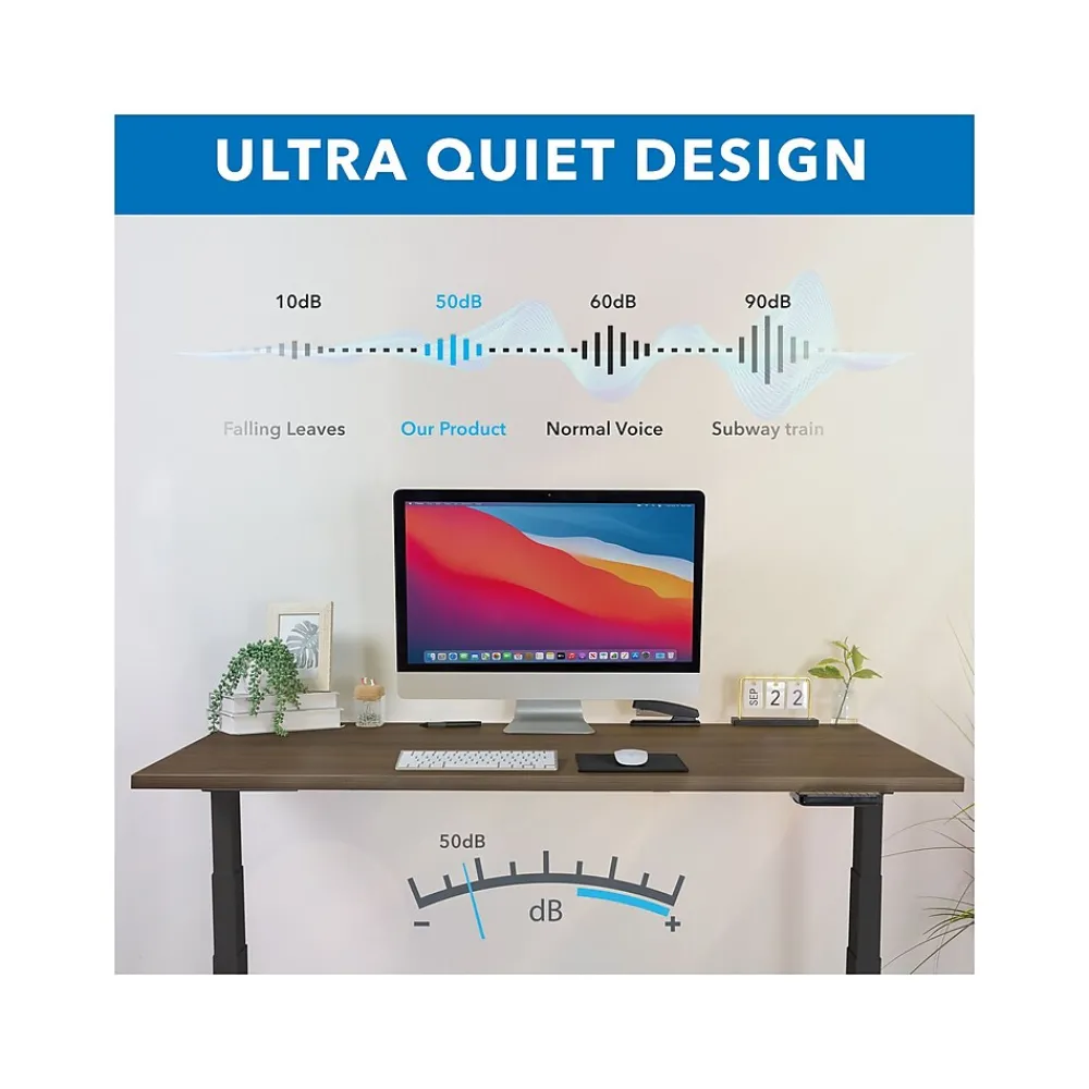 Standing Desks*Mount-It! Ultimate 55"W Electric Rectangular Adjustable Standing Desk, (MI-18080) Adrift/Black