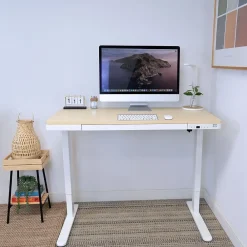 Standing Desks*Mount-It! 47"W Electric Adjustable Standing Desk, Maple/White (MI-15004)