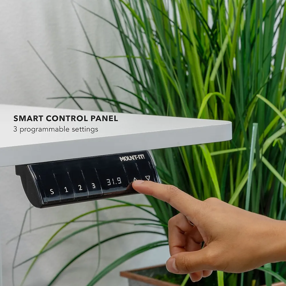 Standing Desks*Mount-It! 63"W Electric L-Shaped Corner Adjustable Standing Desk, White/White (MI-15011)