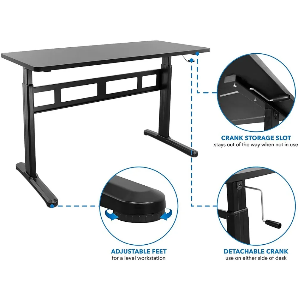 Standing Desks*Mount-It! 55"W Manual Adjustable Standing Desk, Black (MI-7981)