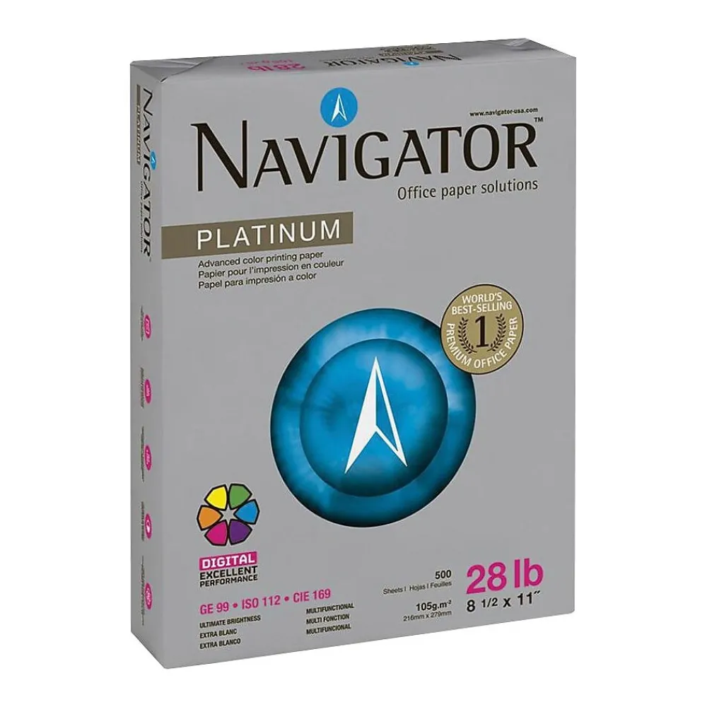 Multipurpose Paper*Navigator Platinum 8.5" x 11" Multipurpose Paper, 28 lbs., 99 Brightness, 500 Sheets/Ream (SNANPL1128)
