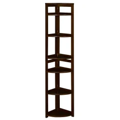 Bookcases*Niche Flip Flop 5 Shelf 67"H Corner Folding Bookcase, Mocha Walnut (FFC6712MW)