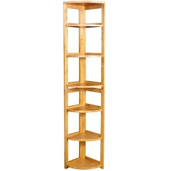 Bookcases*Niche Flip Flop 5 Shelf 67"H Corner Folding Bookcase, Medium Oak (FFC6712MO)