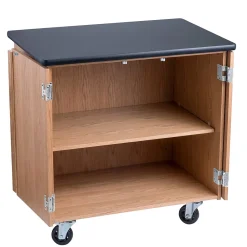 Storage Cabinets*National Public Seating NPS® 36"H Mobile Science Cabinet With Adjustable Height Shelf, High Black Top/Light Oak Frame (MSC24361)