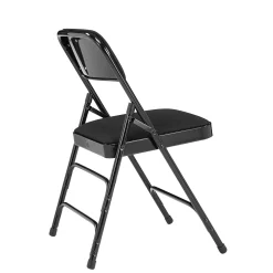 Folding & Stacking*National Public Seating NPS 2300 Series Fabric Padded Triple Brace Double Hinge Premium Folding Chairs, Midnight Black/Black, 100 Pack (2310/100)