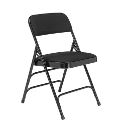 Folding & Stacking*National Public Seating NPS 2300 Series Fabric Padded Triple Brace Double Hinge Premium Folding Chairs, Midnight Black/Black, 4 Pack (2310/4)