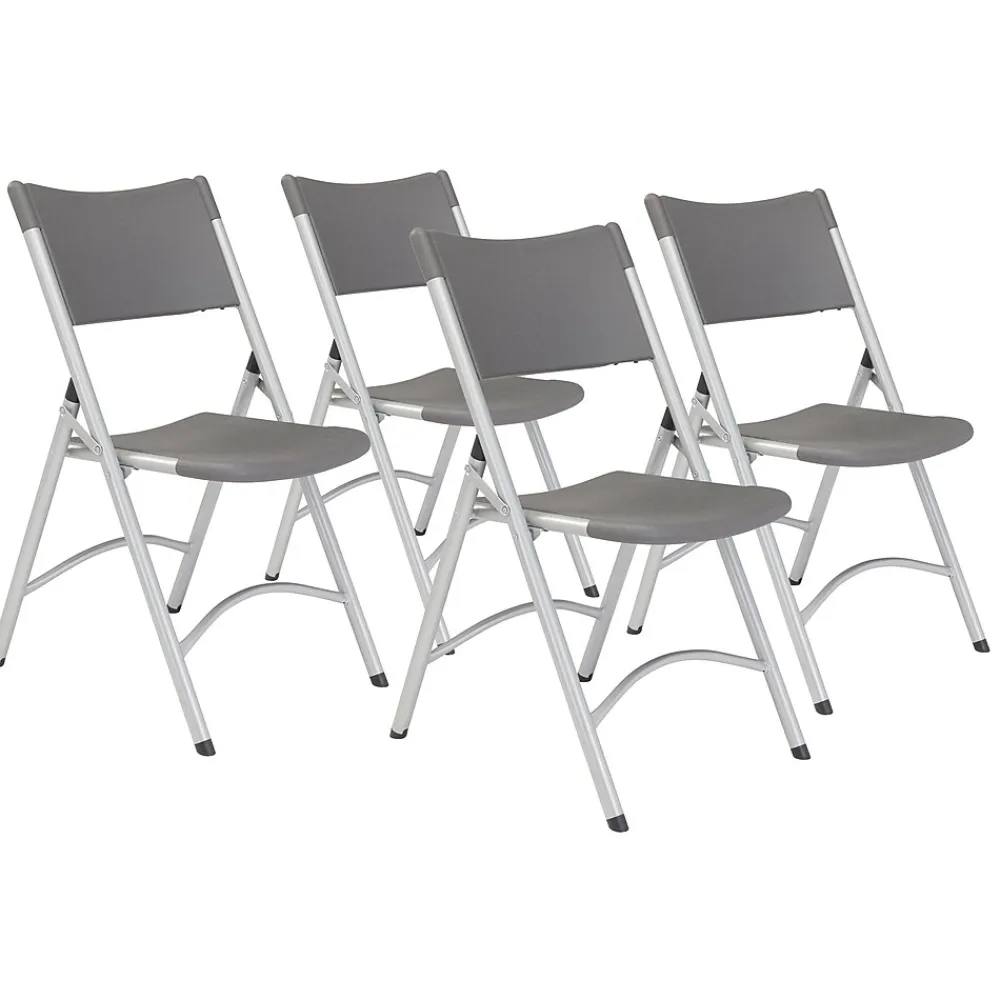 Folding & Stacking*National Public Seating NPS 600 Series Heavy Duty Plastic Folding Chair, Charcoal Slate, 4 Pack (620/4)