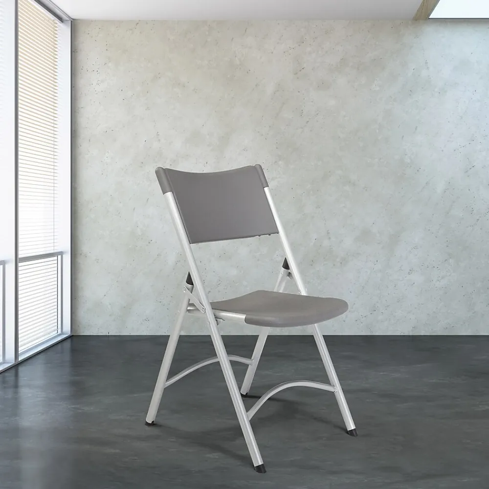 Folding & Stacking*National Public Seating NPS 600 Series Heavy Duty Plastic Folding Chair, Charcoal Slate, 4 Pack (620/4)