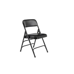 Folding & Stacking*National Public Seating NPS 1300 Series Premium Vinyl Upholstered Triple Brace Double Hinge Folding Chair, Black, 100 Pack (1310/100)