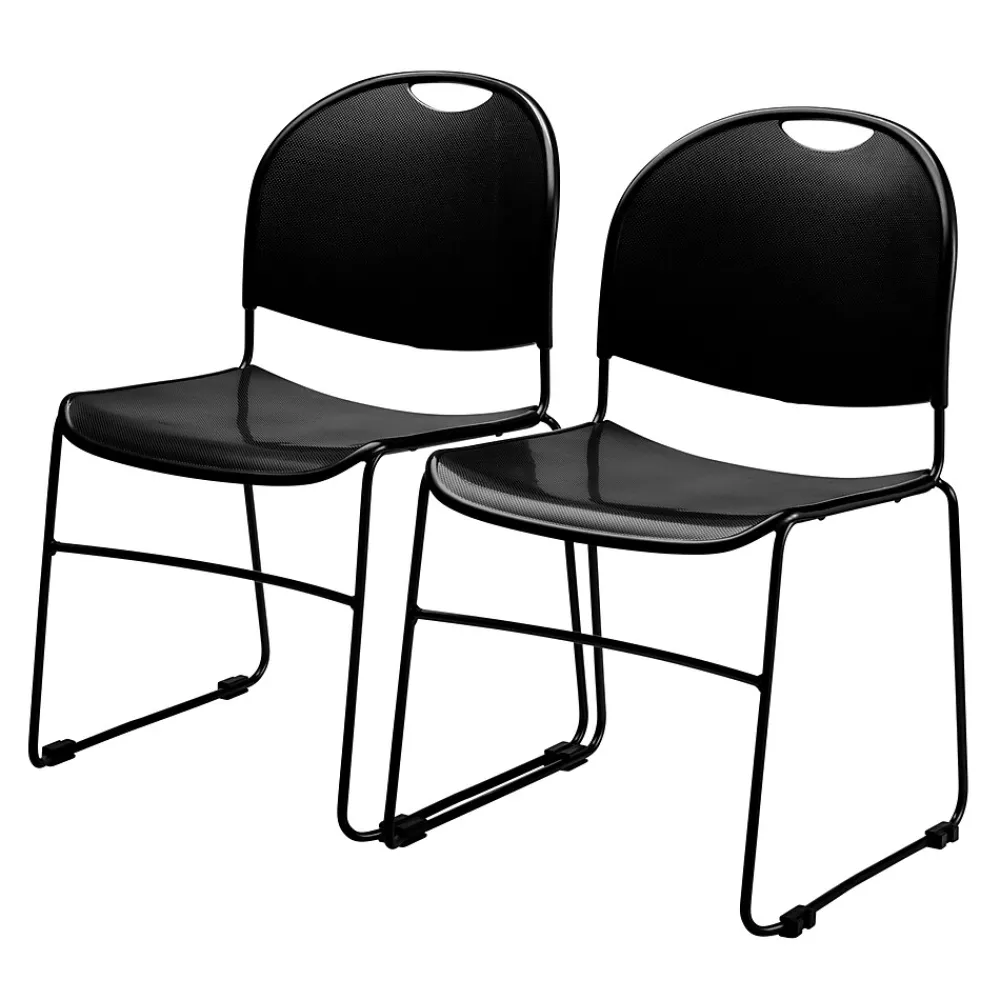 Folding & Stacking*National Public Seating NPS Commercialine 850 Series Ultra Compact Stack Chair, Black, 8 Pack (850-CL/8)