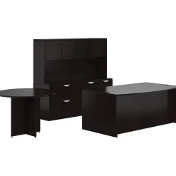 Office Desks*Offices to go Superior Laminate Front Desk Shell w/Storage; Pedestal/Table, Espresso, 29.5"-65"x71"-161"x111"