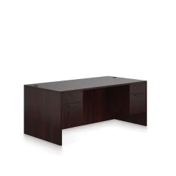 Office Desks*Offices to go Superior Laminate Double Pedestal Desk, BBF/FF, American Mahogany, 29 1/2"Hx71"Wx36"D