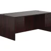 Office Desks*Offices to go Superior Laminate Double Pedestal Desk, Box/File, American Mahogany, 29.5"Hx71"Wx36"D