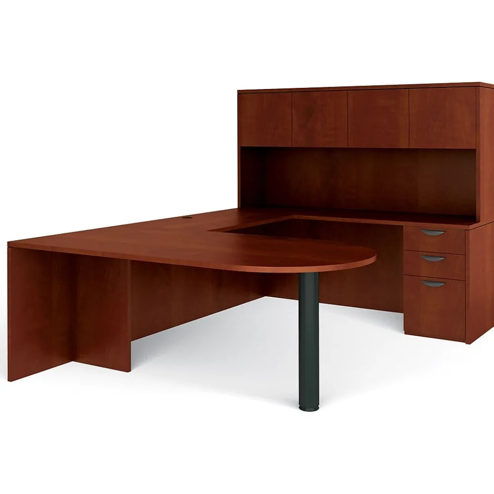 Computer Desks*Global Offices to Go Superior Lam Bundle 6, American Dark Cherry Lam, 71"W x 102"L x 65.5"H/29.5"H