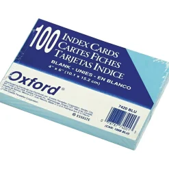 Index Cards*Oxford 4" x 6" Index Cards, Blank, Blue, 100/Pack (7420BLU)
