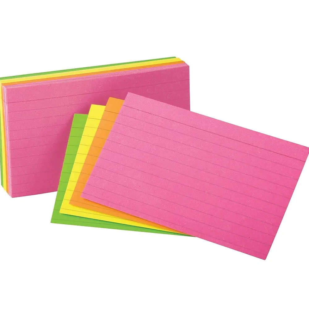 Index Cards*TOPS Oxford Glow 4" x 6" Index Cards, Lined, Assorted, 100/Pack, 10 Packs/Bundle (ESS99755)