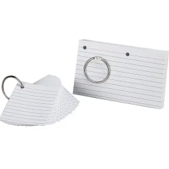 Index Cards*Oxford ® JustFlip-it!™ 3" x 5" Punched & Perfed Study Cards, Ruled, White, 75 Per Pack, 12 Packs (ESS63506-12)
