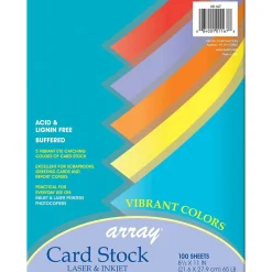 Card Stock*Pacon Array 65 lb. Cardstock Paper, 8.5" x 11", Assorted Colors, 100 Sheets/Pack, 2 Packs/Bundle (PAC101167)