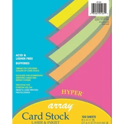 Card Stock*Pacon Array 65 lb. Cardstock Paper, 8.5" x 11", Assorted Hyper Colors, 100 Sheets/Pack, 2 Packs/Bundle (PAC101181)