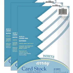 Card Stock*Pacon ® Card Stock, White, 8-1/2" x 11", 40 Sheets Per Pack, 3 Packs (PAC101281-3)