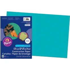 Construction Paper*Pacon SunWorks 12" x 18" Construction Paper, Turquoise, 50 Sheets/Pack, 5 Packs (PAC7707-5)