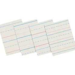 Classroom Paper*Zaner-Bloser Pacon 10-1/2" x 8", 1/2" Ruled Broken Midline Newsprint, White, 500 Sheets/Pk