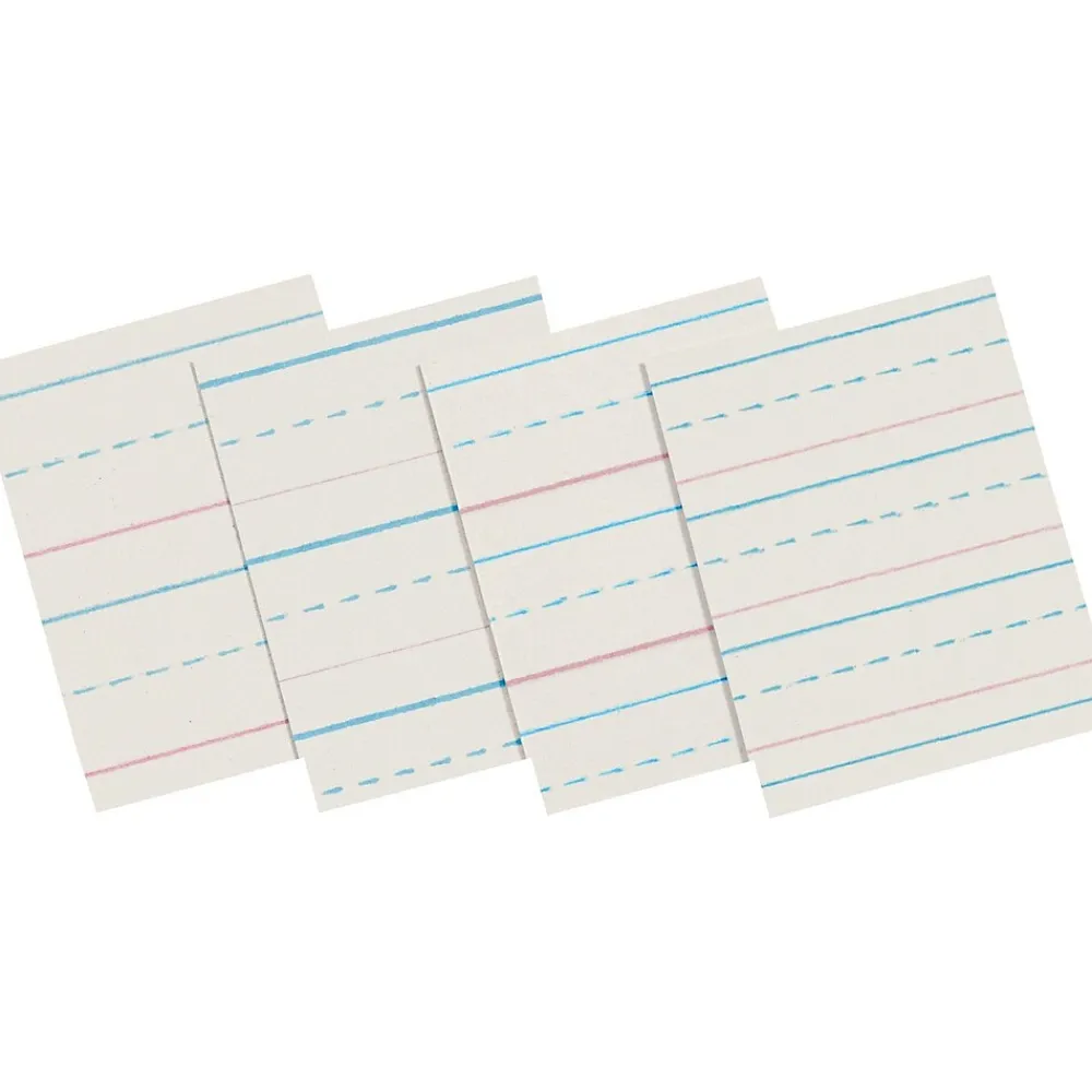 Classroom Paper*Zaner-Bloser Pacon 10-1/2" x 8", 1/2" Ruled Broken Midline Newsprint, White, 500 Sheets/Pk