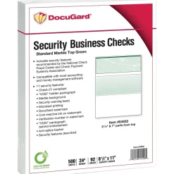 Security & Carbon*Paris DocuGard Standard 8.5" x 11" Business Security Check On Top, 24 lbs., Green, 500 Sheets/Ream, 2500/Carton (04502P)