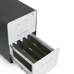 File Cabinets*Poppin , 3-Drawer File Cabinet, Charcoal + White (103539)