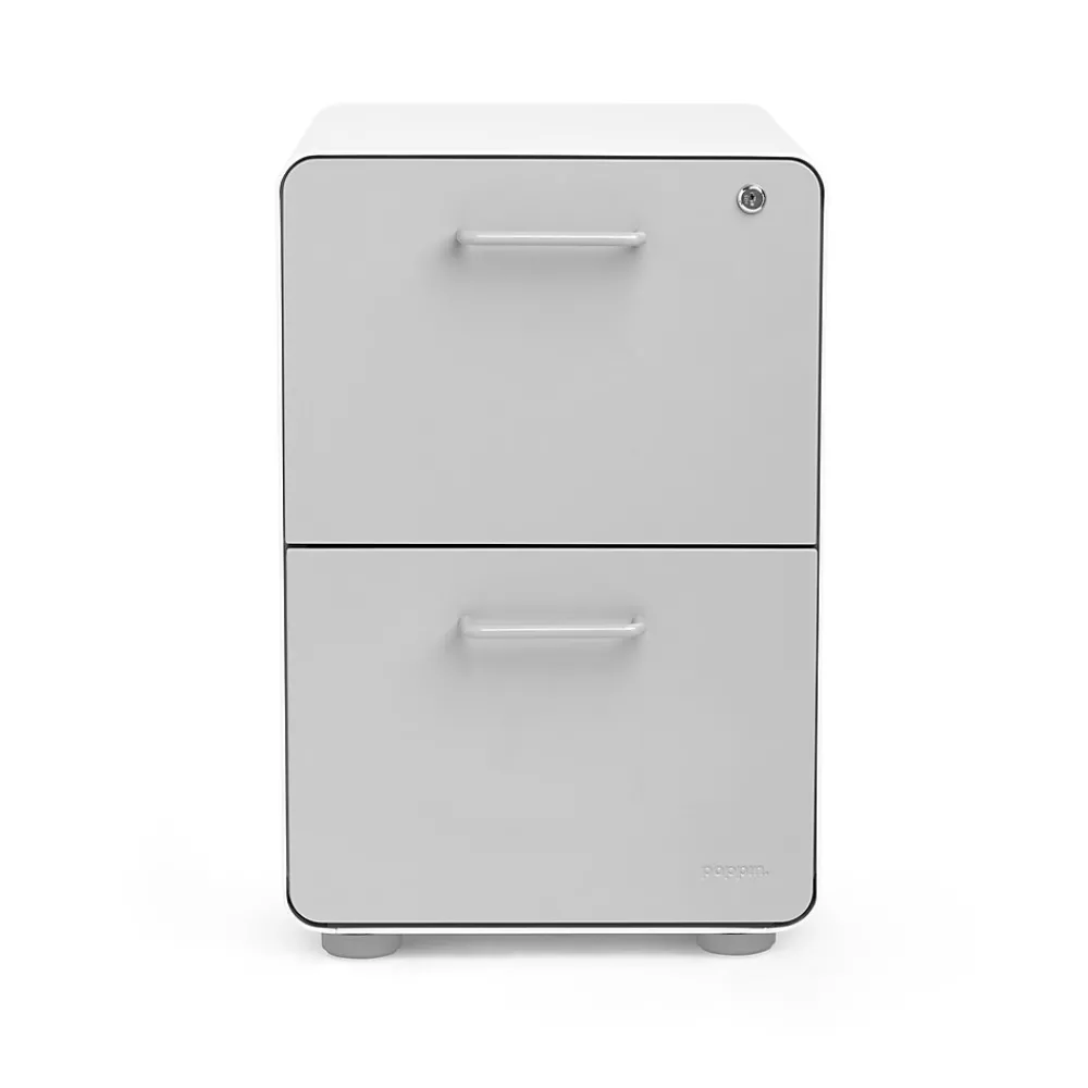 File Cabinets*Poppin , Stow 2-Drawer File Cabinet, White & Light Gray (101834)