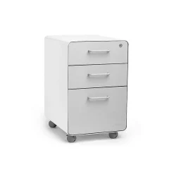 File Cabinets*Poppin Stow 3-Drawer Mobile Vertical File Cabinet, Letter/Legal Size, Lockable, 24"H x 15.75"W x 20"D, White/Light Gray (101251)