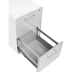 File Cabinets*Poppin Stow 2-Drawer Mobile Vertical File Cabinet, Letter/Legal Size, Lockable, 25"H x 15.75"W x 20"D, White and Gray (102257)