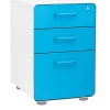 File Cabinets*Poppin Stow 3-Drawer Mobile Vertical File Cabinet, Letter/Legal Size, Lockable, 24"H x 15.75"W x 20"D, White and Blue (100429)