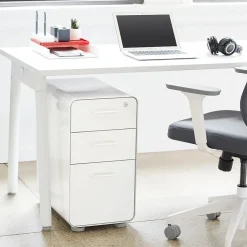 File Cabinets*Poppin White + Light Gray Slim Stow 3-Drawer vertical File Cabinet, Light Gray (104668)