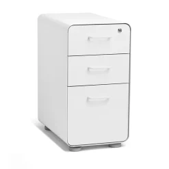 File Cabinets*Poppin White Slim Stow 3-Drawer Vertical File Cabinet, White (104667)