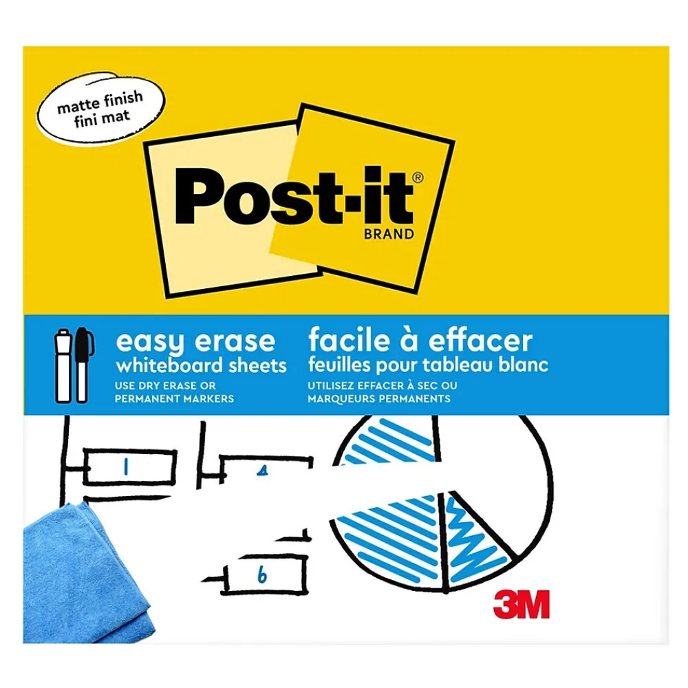 Dry Erase*Post-it Easy Erase Plastic Adhesive Dry-Erase Whiteboard, 9.1" x 9.1", 2/Pack (FWS-Sheets-2PK)