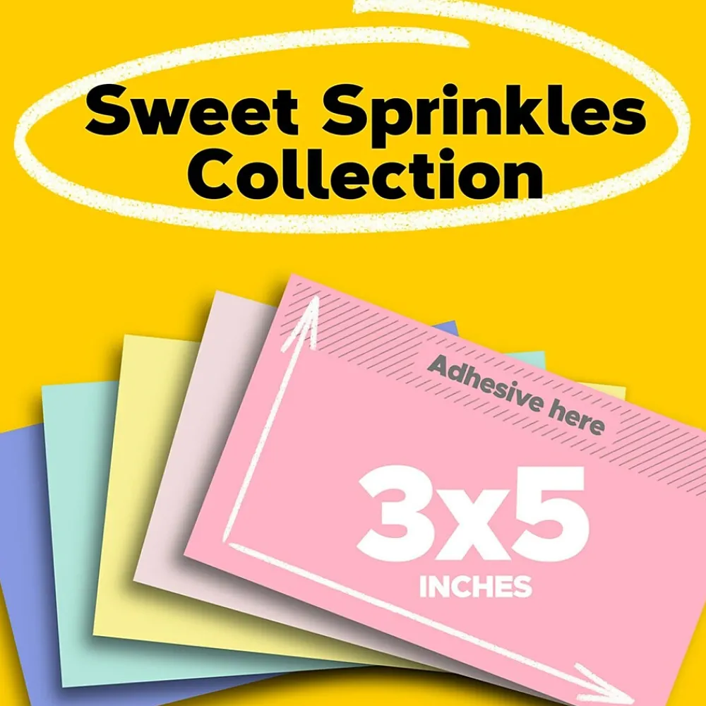 Post-It Notes*Post-it Greener Recycled Notes, 3" x 5", Sweet Sprinkles Collection, 100 Sheet/Pad, 5 Pads/Pack (655RPA)