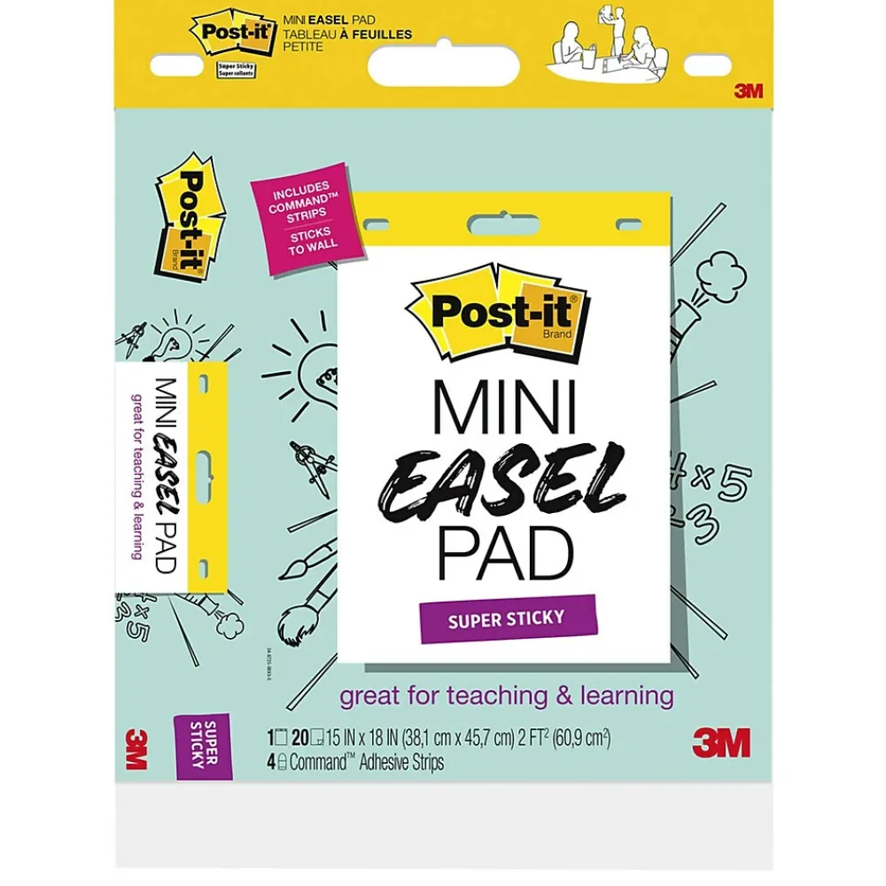 Easel Paper Pads*Post-it ® Mini Super Sticky Wall Easel Pad, 15" x 18", 20 Sheets/Pad, 6 Pads/Pack (577SS)