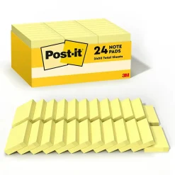 Post-It Notes*Post-it Notes, 1 3/8" x 1 7/8", Collection, 100 Sheet/Pad, 24 Pads/Pack (65324VADB) Canary