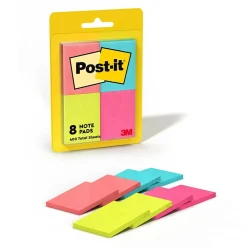 Sticky Notes*Post-it Notes, 1 3/8" x 1 7/8", Poptimistic Collection, 50 Sheet/Pad, 8 Pads/Pack (653-8AF)