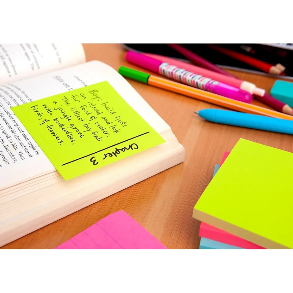 Post-It Notes*Post-it Notes, 3" x 3", Assorted Collection, 400 Sheet/Pad (2027) Assorted Brights