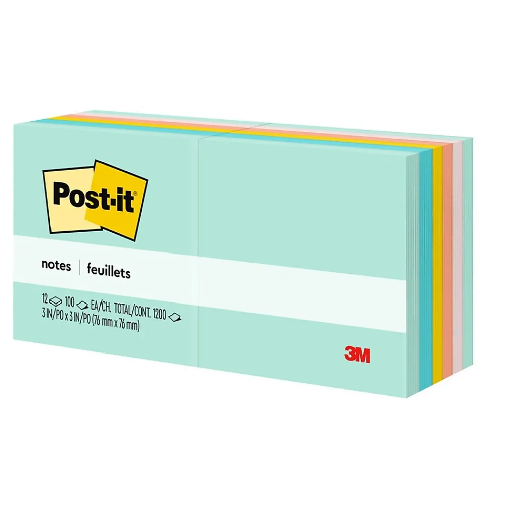 Post-It Notes*Post-it Notes, 3" x 3", Collection, 100 Sheet/Pad, 12 Pads/Pack (654AST) Beachside Café